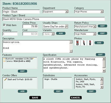 POS.NET Inventory Item Setup