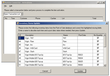 SysCon Monitor and Item Update Screens
